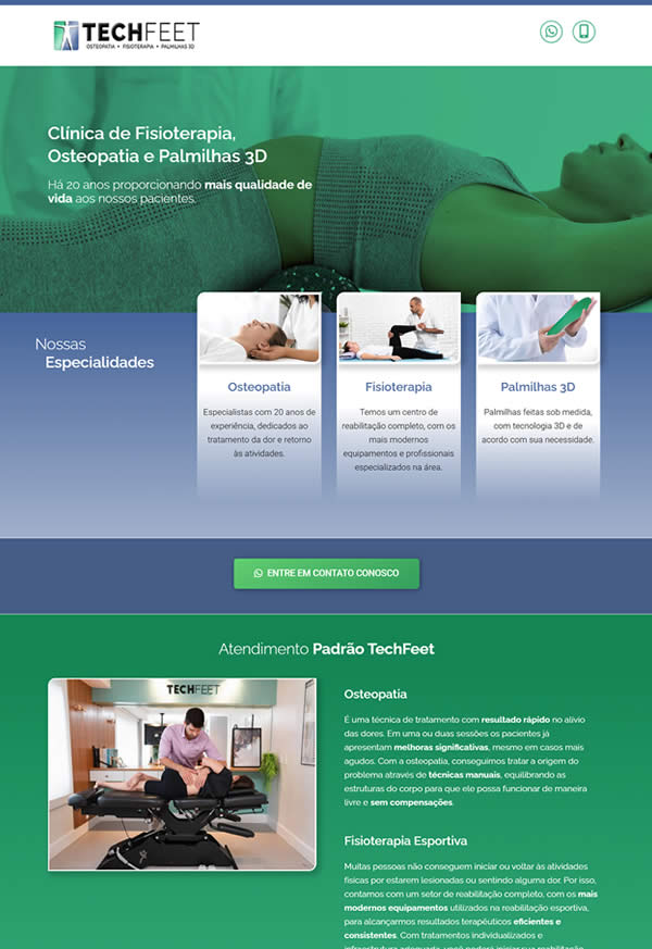 Site da clínica TechFeet