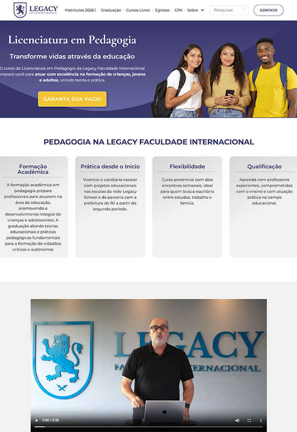 Site da Faculdade Legacy