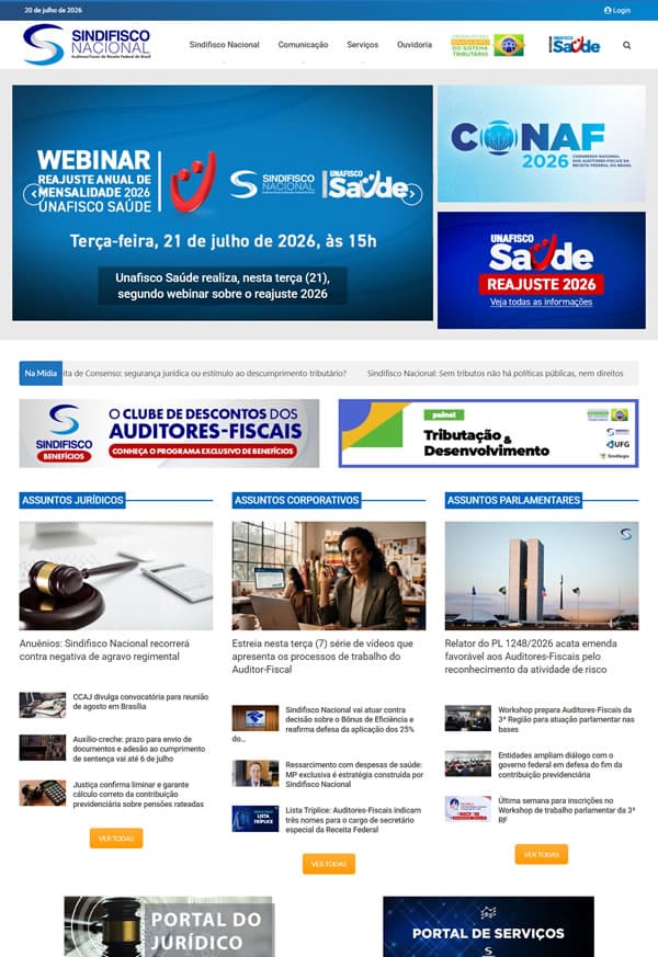 Site institucional do Sindifisco Nacional